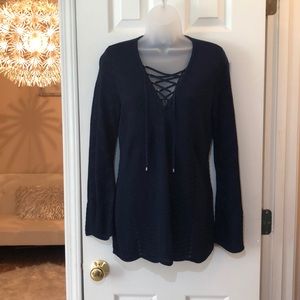 WHBM tie up sweater with bell sleeves